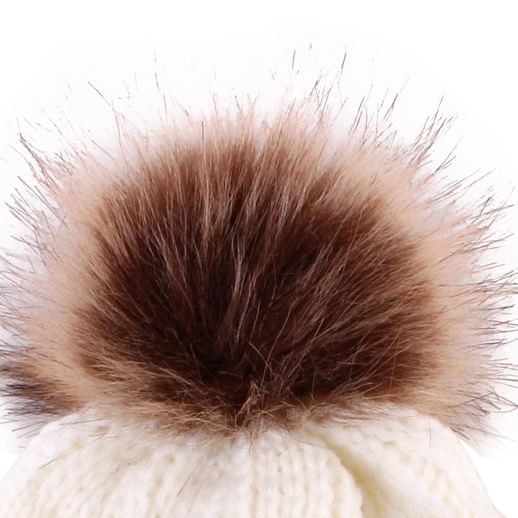 Kids Winter Warm Hat Baby Beanie Pom Pom Knit Cap for Girls and Boys White