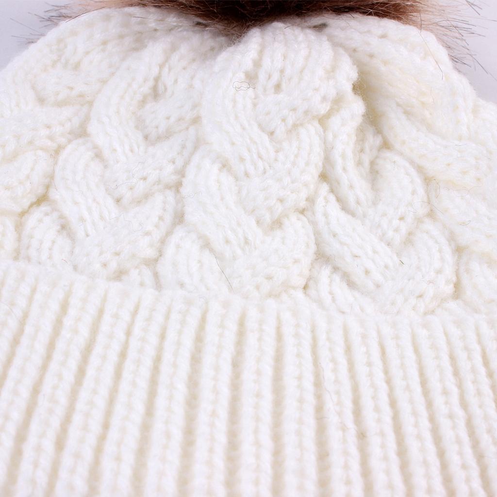 Kids Winter Warm Hat Baby Beanie Pom Pom Knit Cap for Girls and Boys White