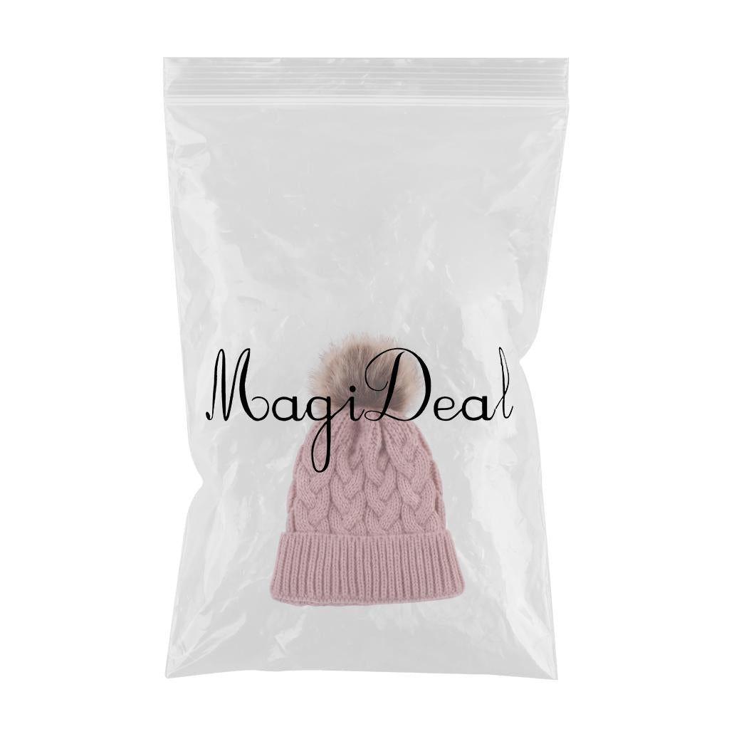 Kids Winter Warm Hat Baby Beanie Pom Pom Knit Cap for Girls and Boys Pink