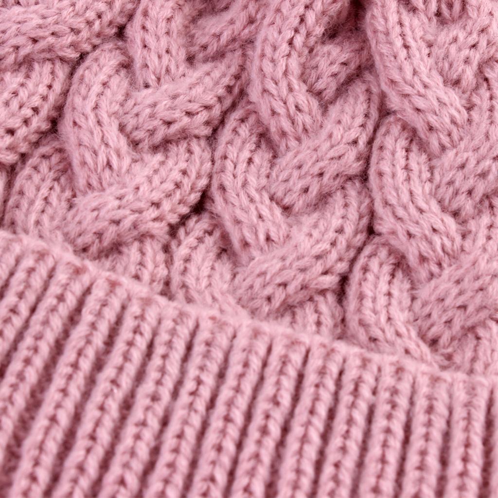 Kids Winter Warm Hat Baby Beanie Pom Pom Knit Cap for Girls and Boys Pink