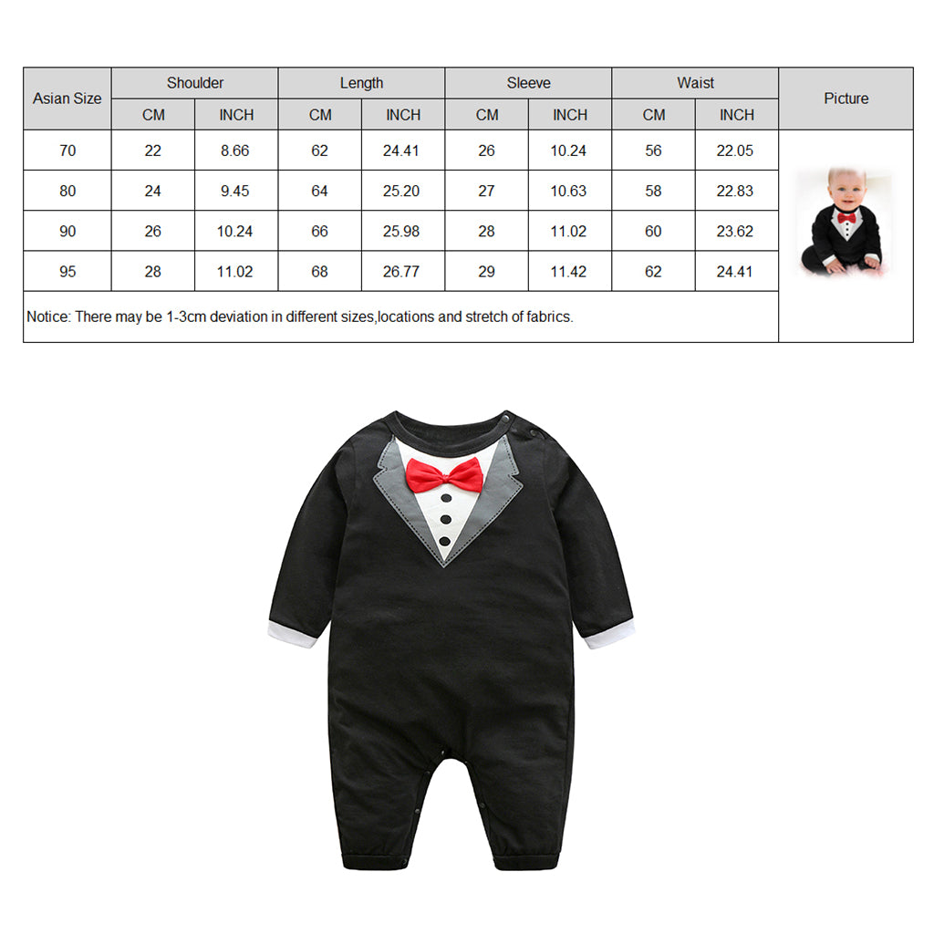 Newborn Baby Boy's Bow Tie Gentleman Suit Black- 70cm