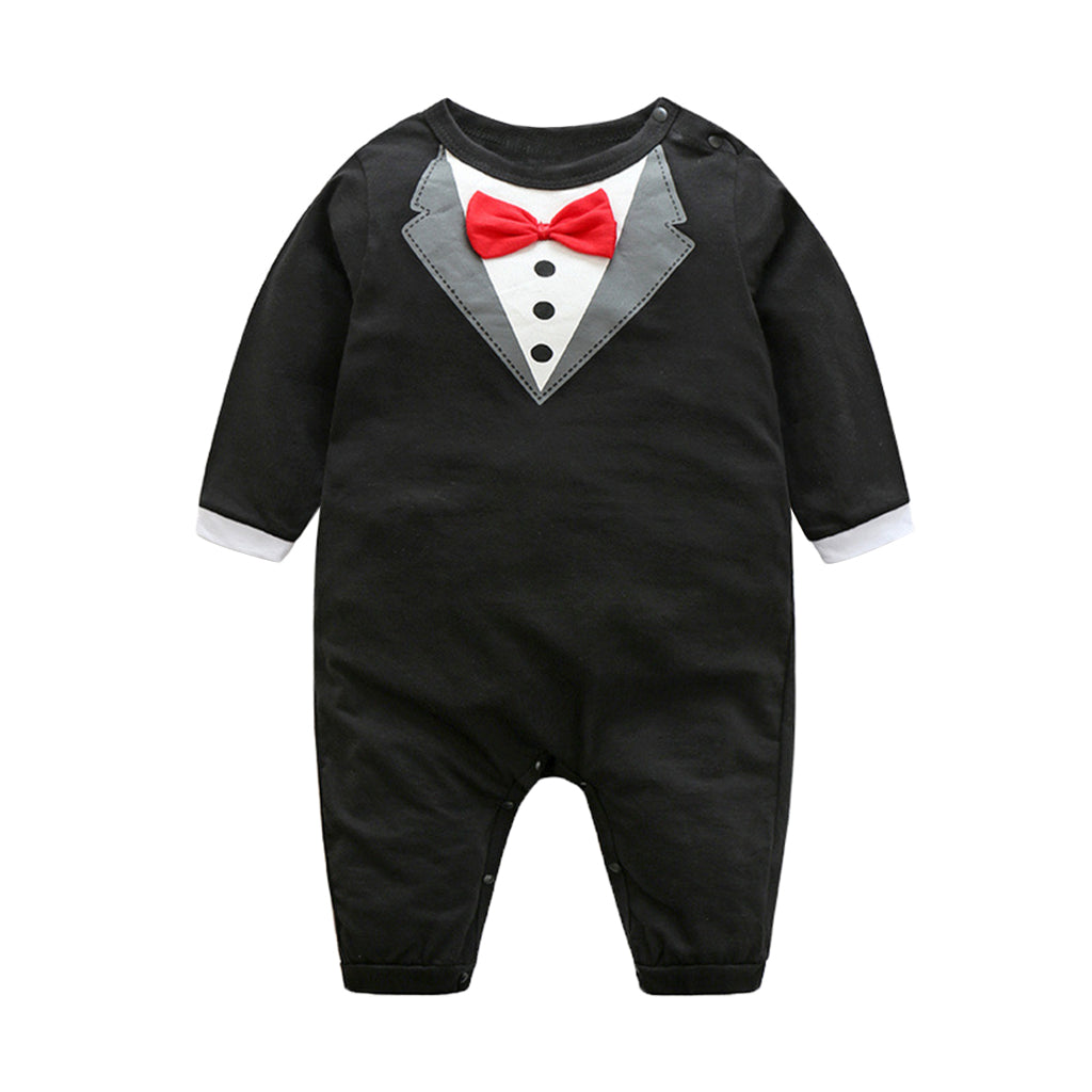 Newborn Baby Boy's Bow Tie Gentleman Suit Black- 70cm