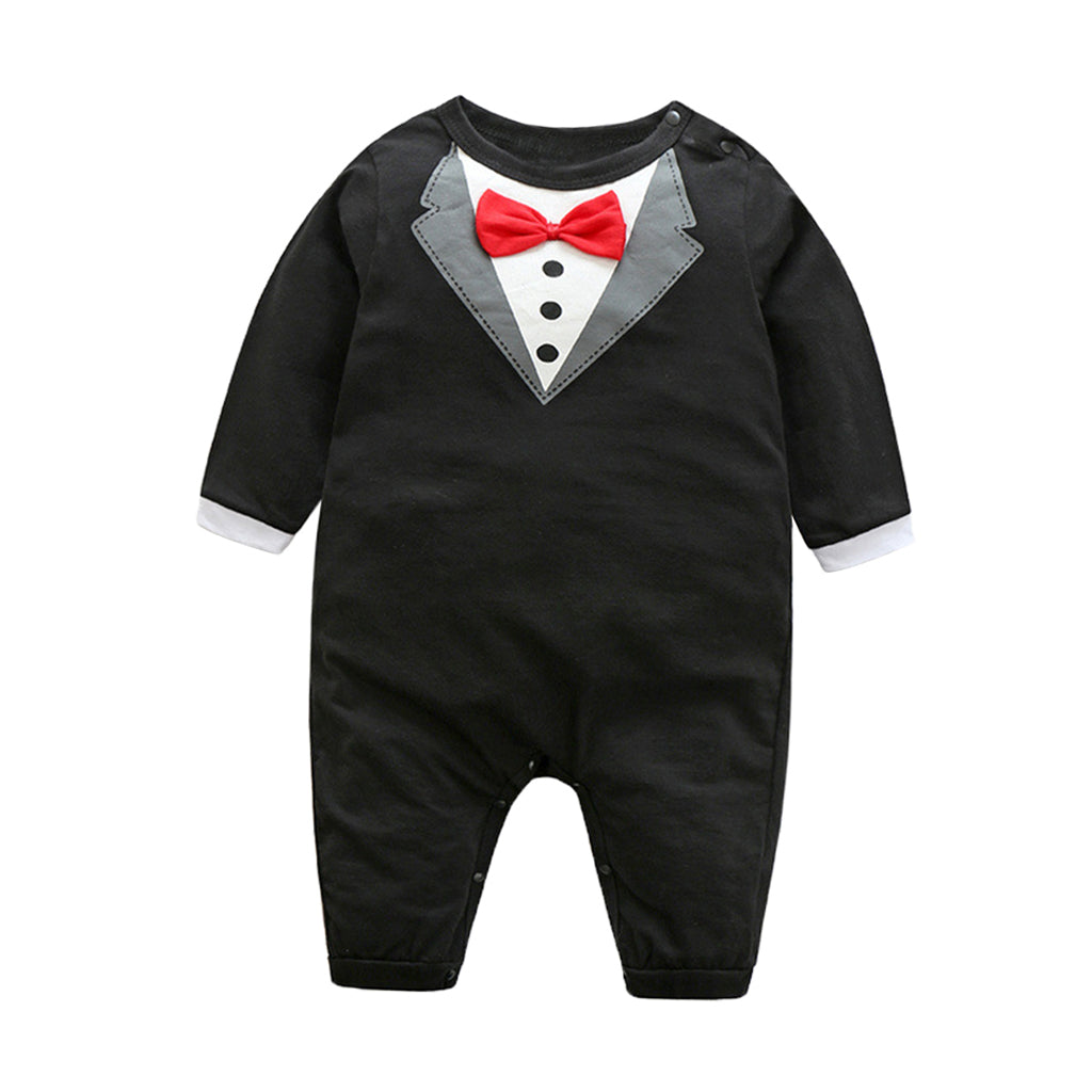 Newborn Baby Boy's Bow Tie Gentleman Suit Black- 70cm