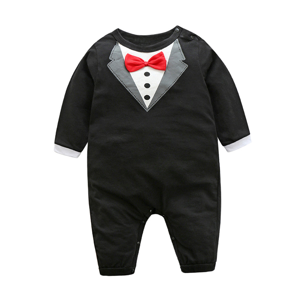 Newborn Baby Boy's Bow Tie Gentleman Suit Black- 70cm