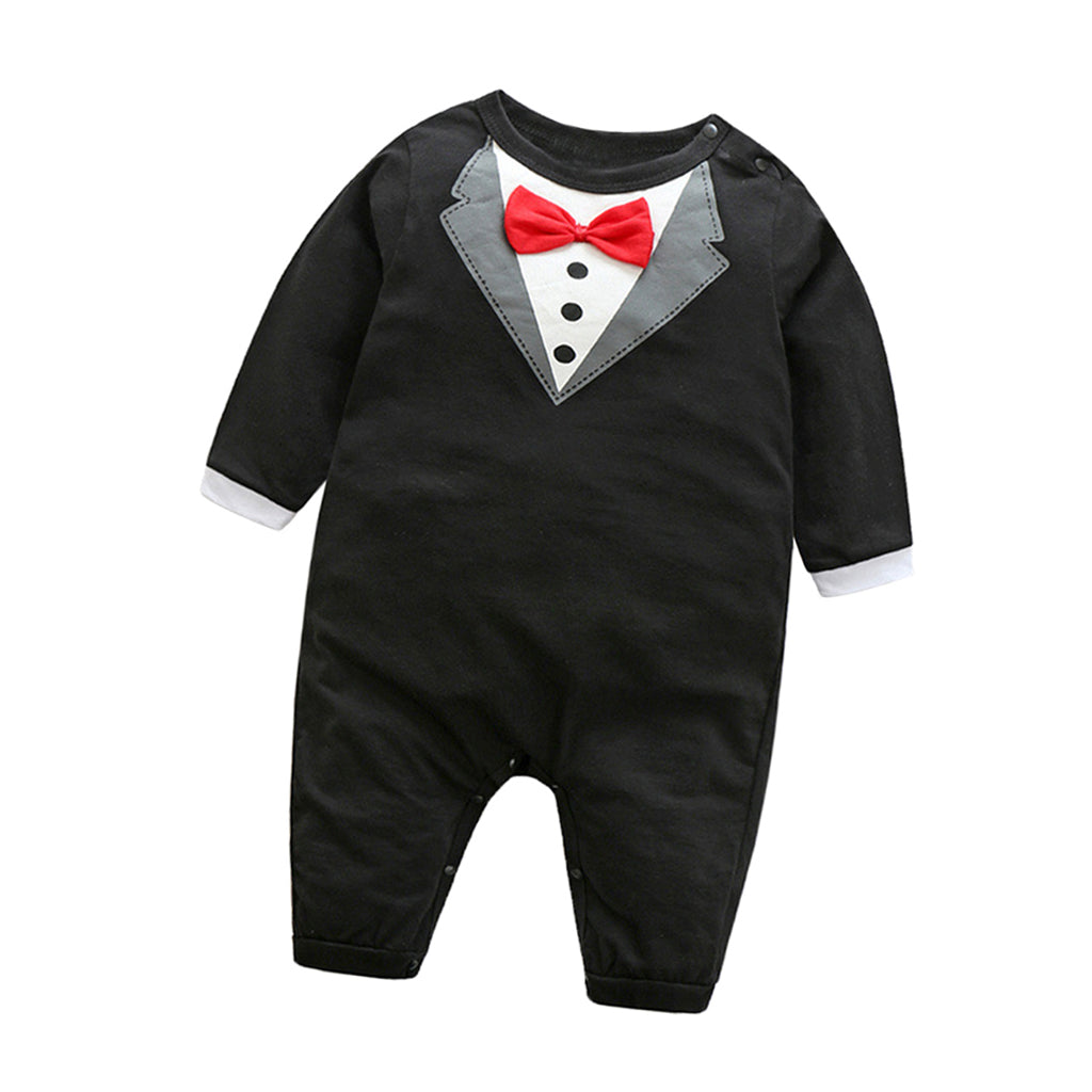 Newborn Baby Boy's Bow Tie Gentleman Suit Black- 80cm