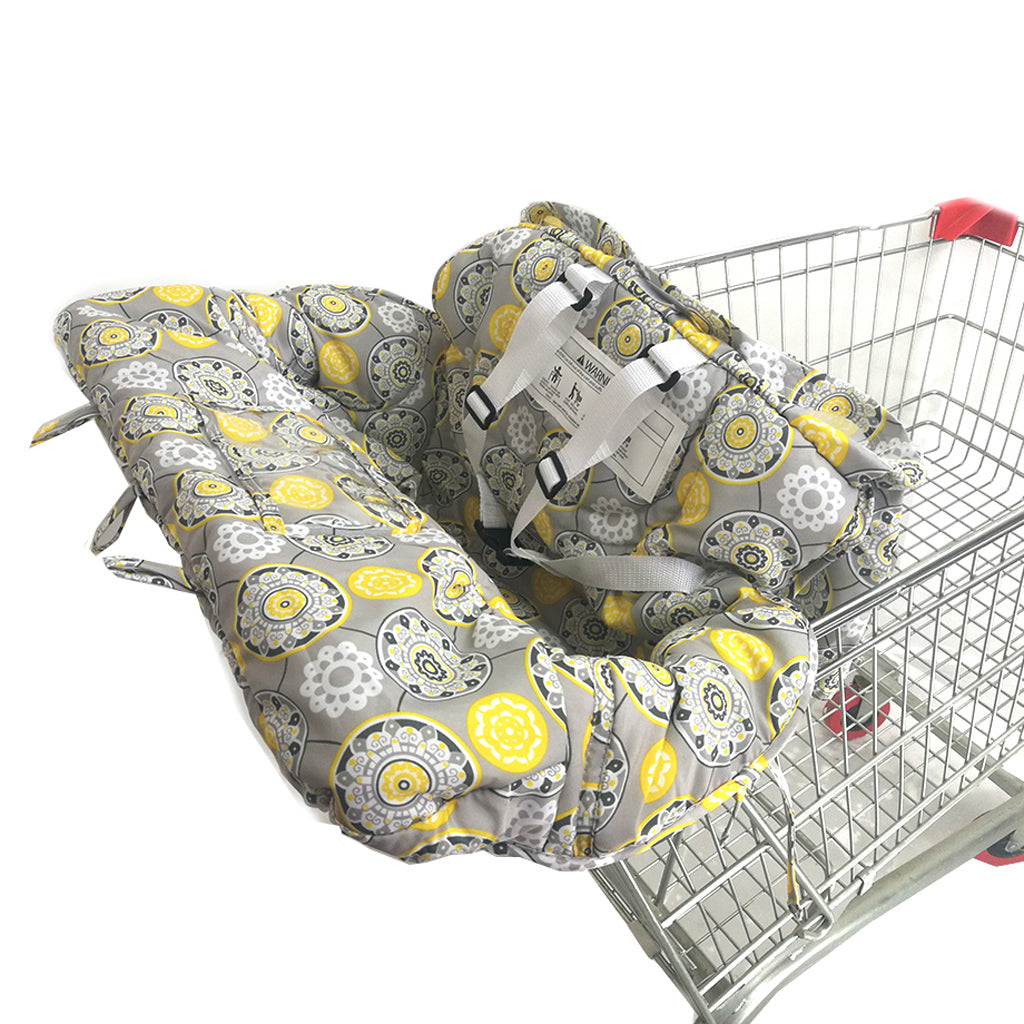 Baby Shopping Cart Seat Pad Child High Chair Cover Protector Yellow Flower