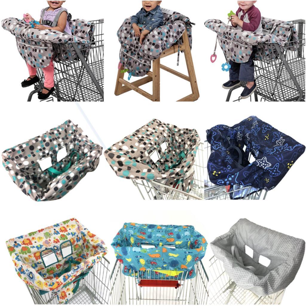 Baby Kids Shopping Cart Seat Cushion Dining Chair Cover Blue dot