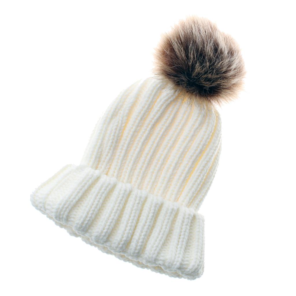 Cute Newborn Baby Girls Boys Winter Knitted Hats Warm Caps Beanies  White