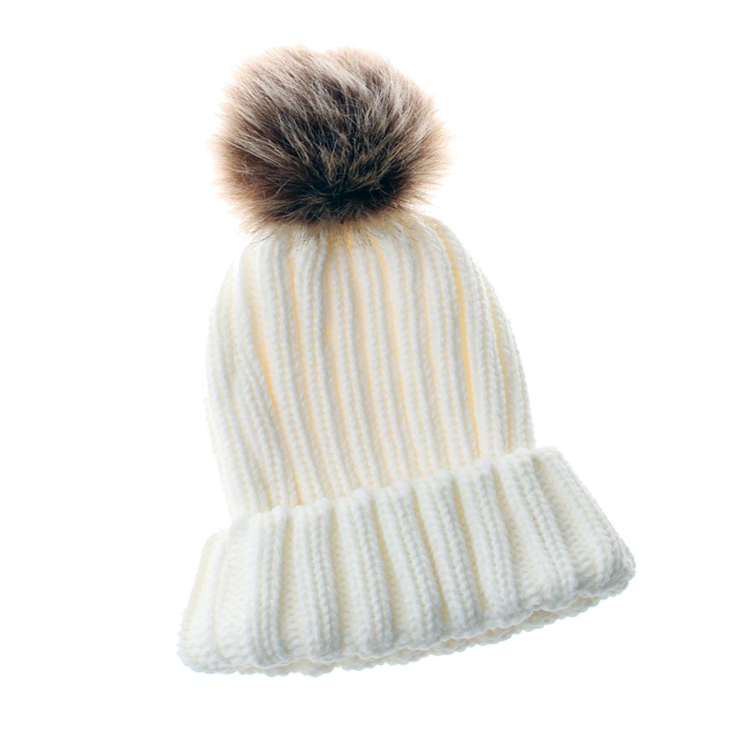 Cute Newborn Baby Girls Boys Winter Knitted Hats Warm Caps Beanies  White