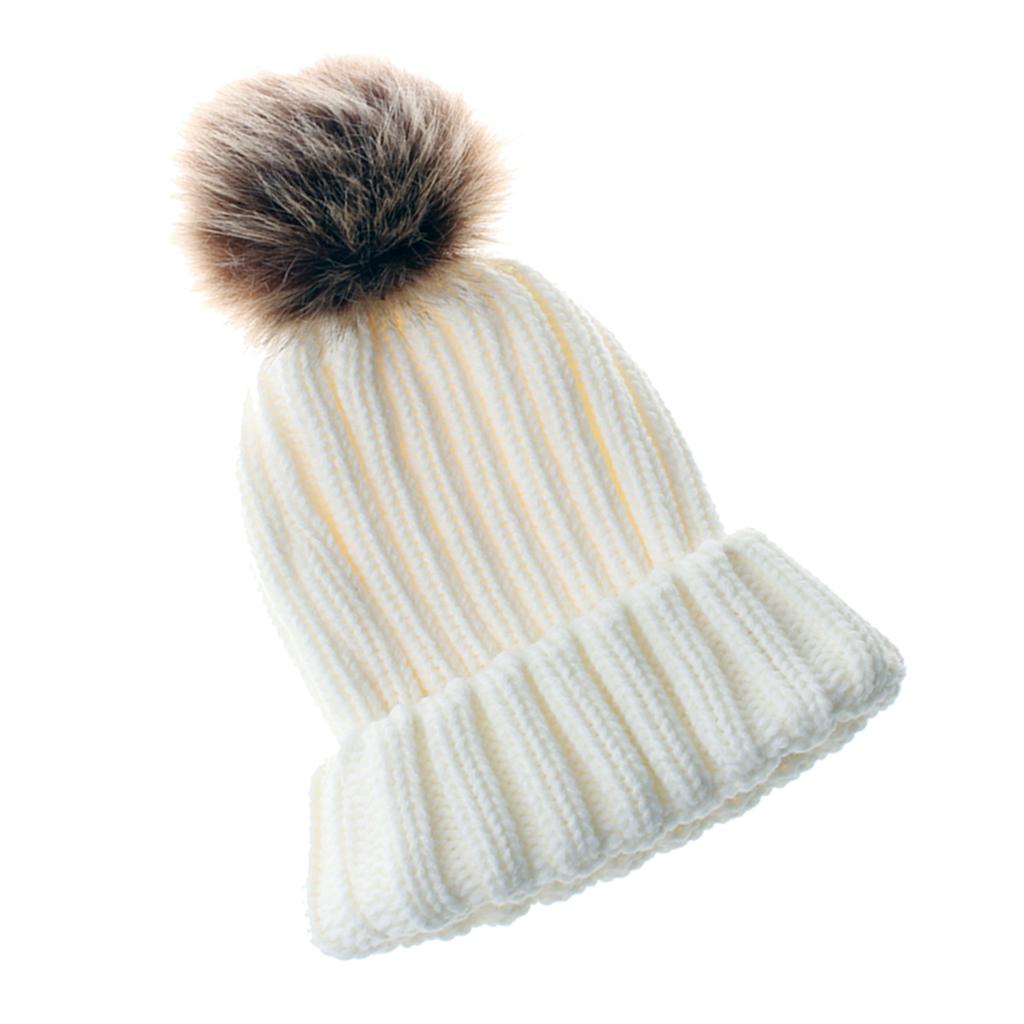 Cute Newborn Baby Girls Boys Winter Knitted Hats Warm Caps Beanies  White