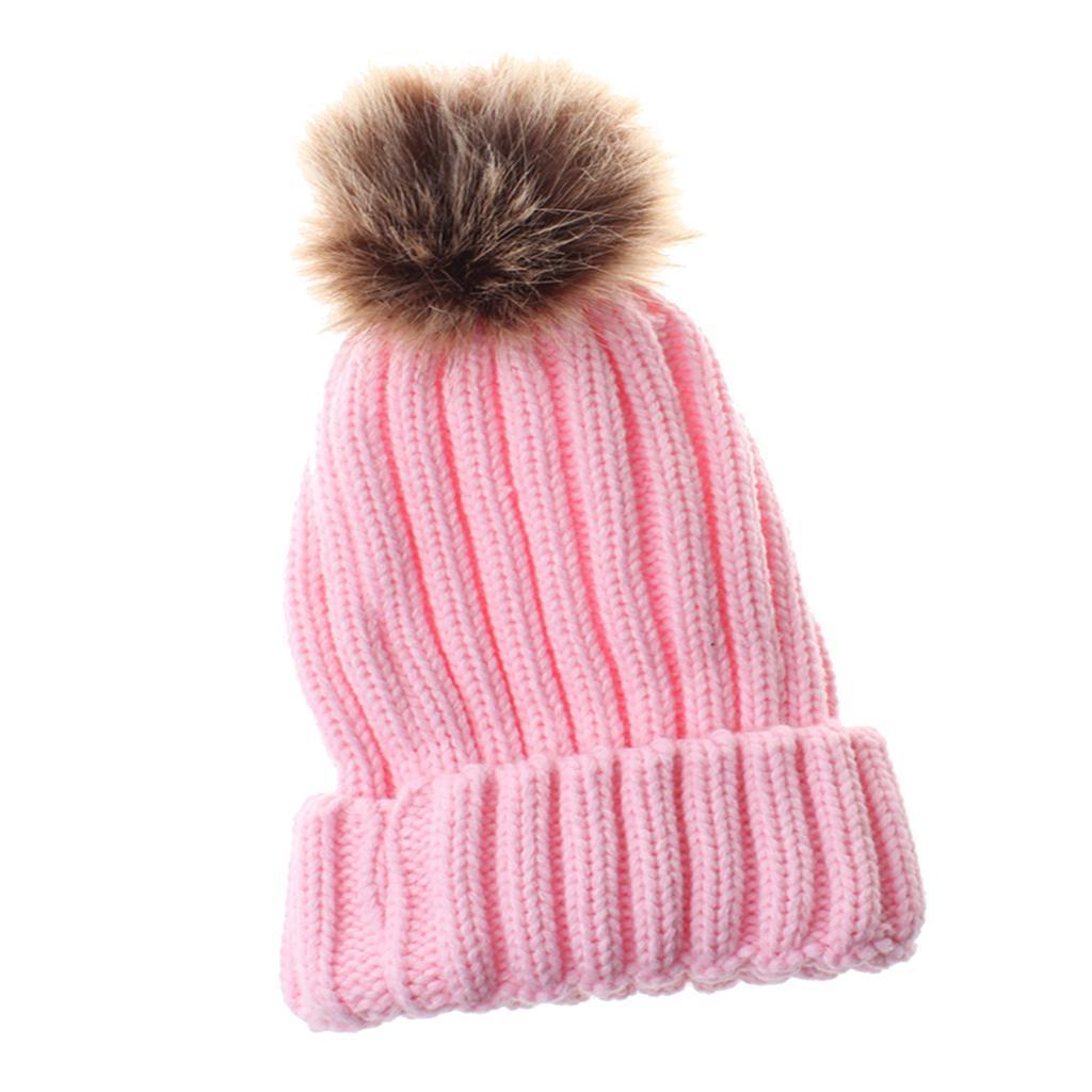 Cute Newborn Baby Girls Boys Winter Knitted Hats Warm Caps Beanies  Pink