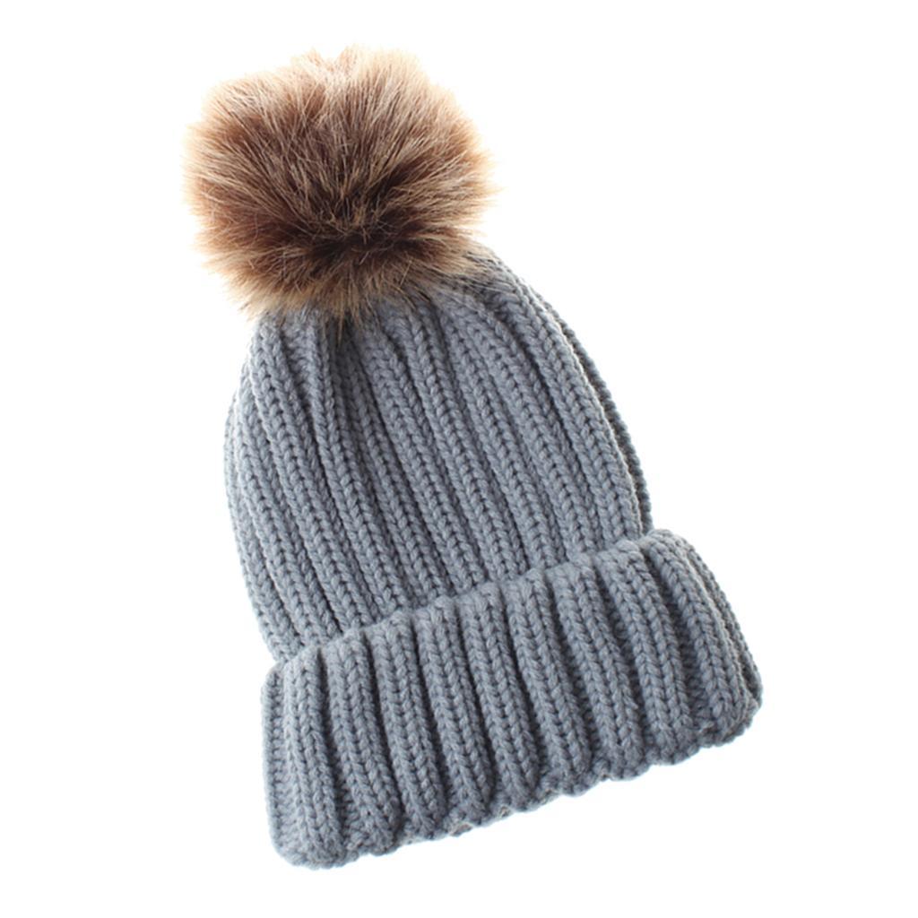 Cute Newborn Baby Girls Boys Winter Knitted Hats Warm Caps Beanies  Gray