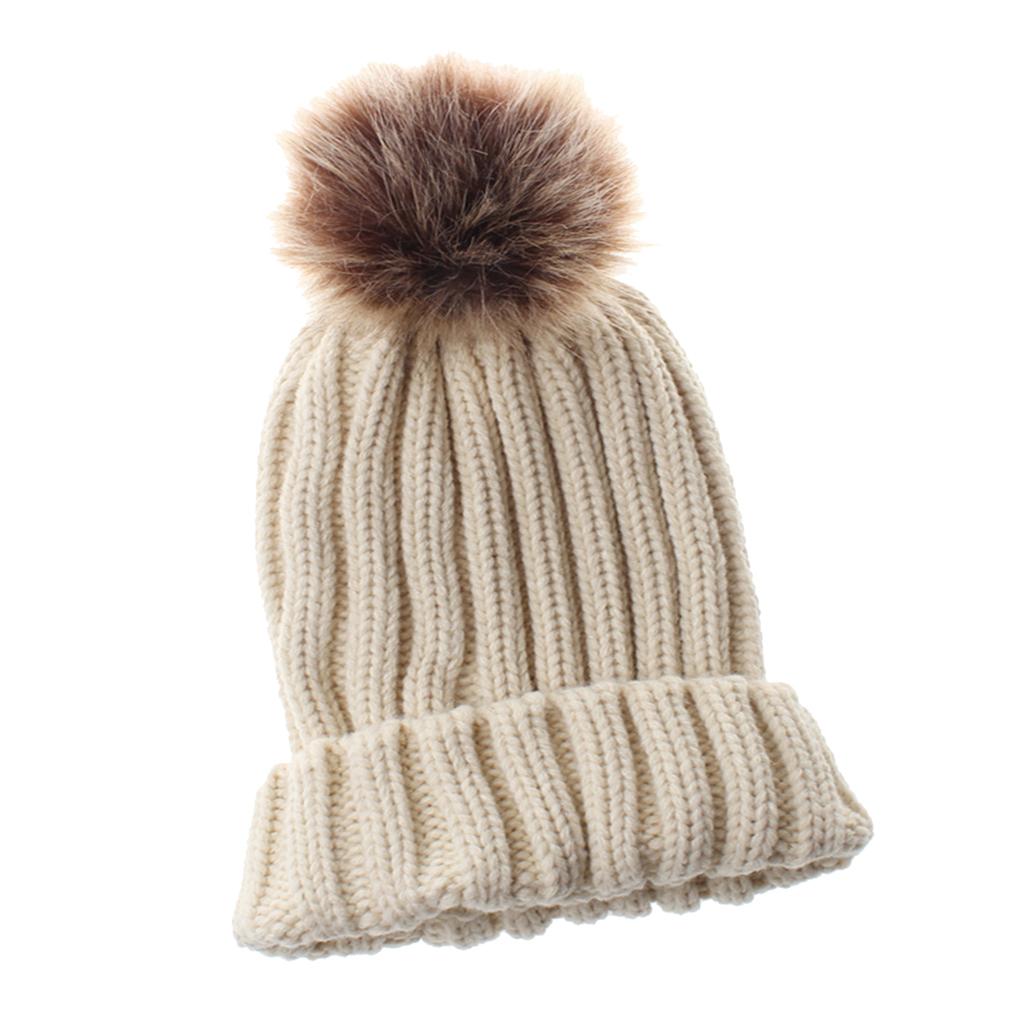 Cute Newborn Baby Girls Boys Winter Knitted Hats Warm Caps Beanies  Beige