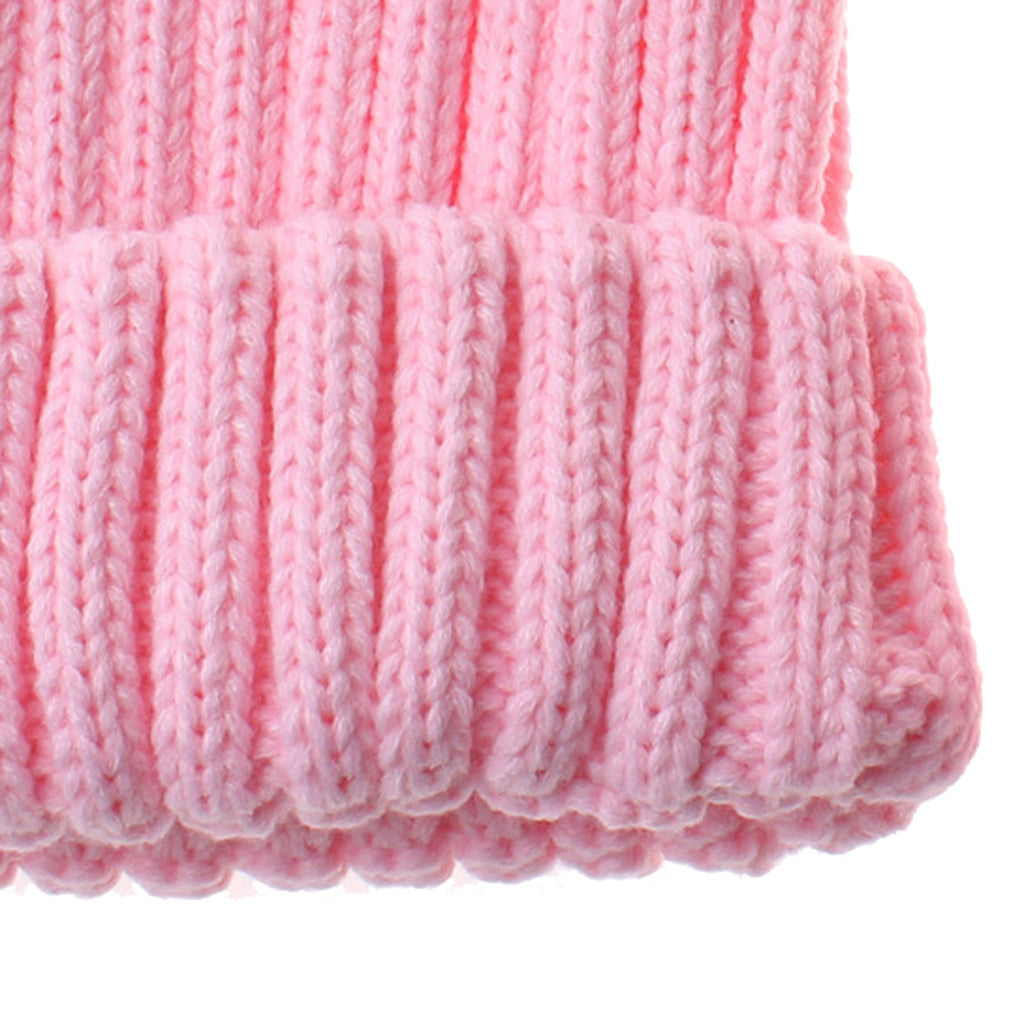 2 Pieces Parent-Child Hat Warmer Winter Knit Hat Beanie Ski Cap Pink