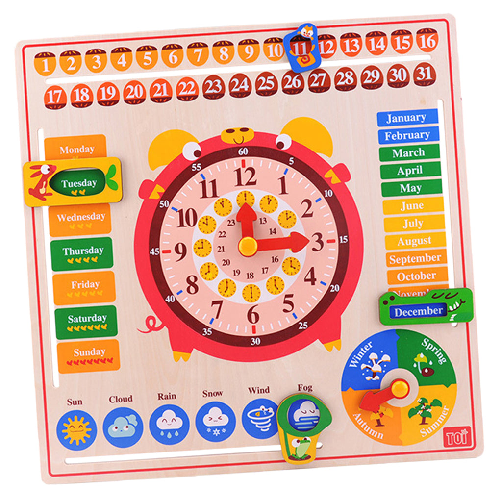 Wooden Calendar Toy Learn Calendar Time Date Weekdays Weather Seasons