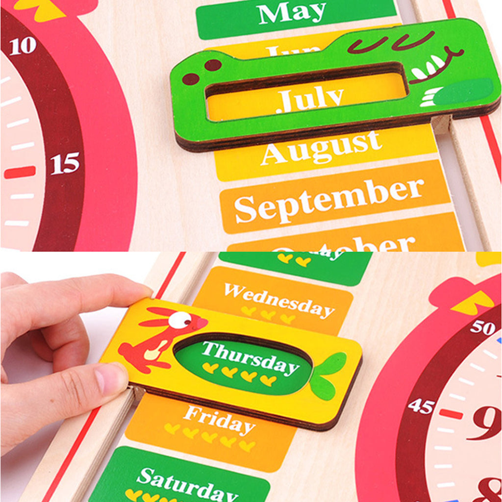 Wooden Calendar Toy Learn Calendar Time Date Weekdays Weather Seasons