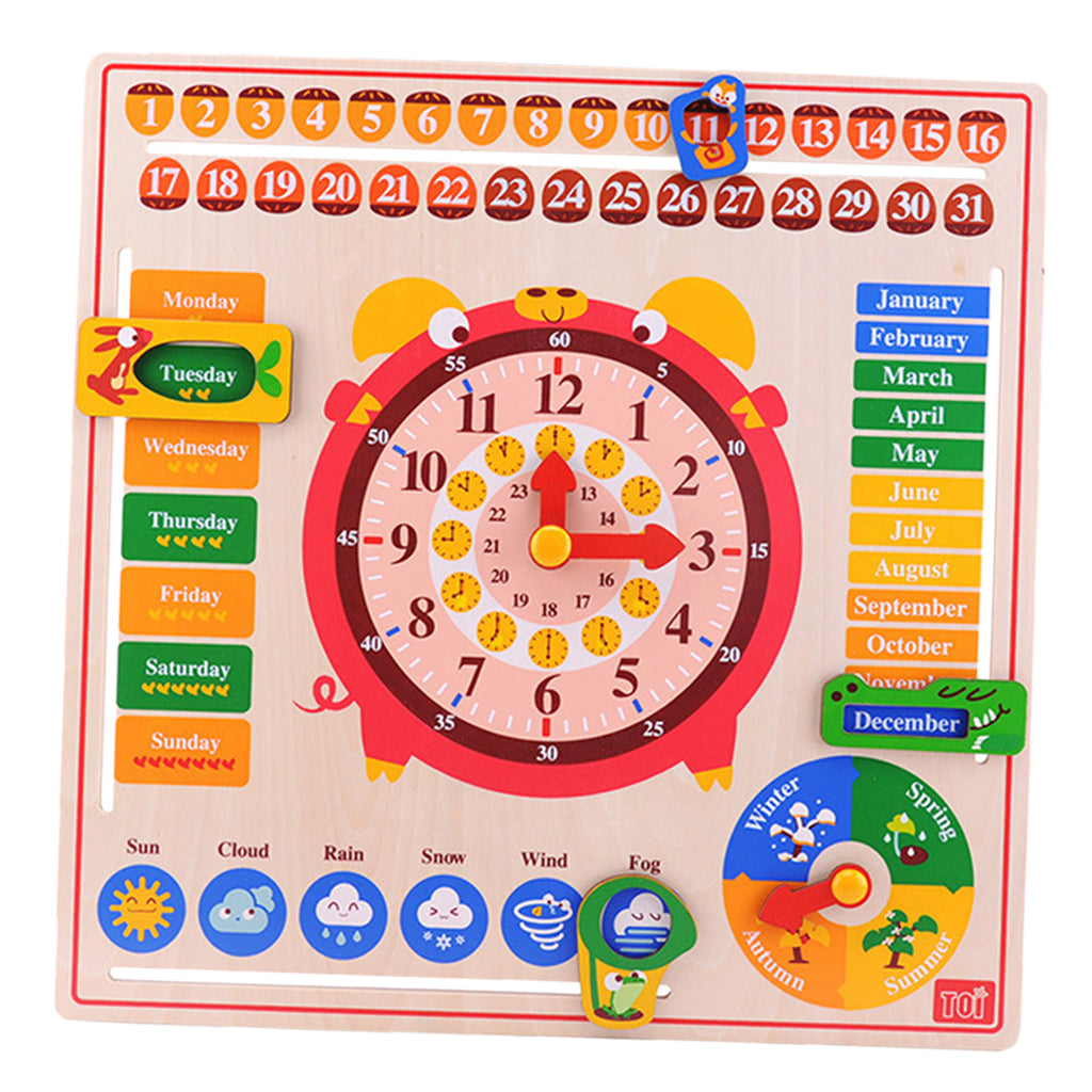 Wooden Calendar Toy Learn Calendar Time Date Weekdays Weather Seasons