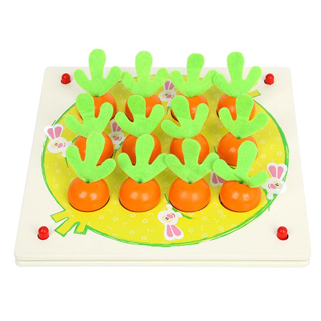 Wooden Carrot Memory Chess Fun Macthing Game Kids Educational Toy Gift