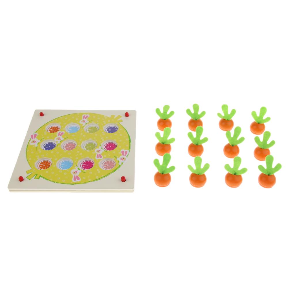 Wooden Carrot Memory Chess Fun Macthing Game Kids Educational Toy Gift