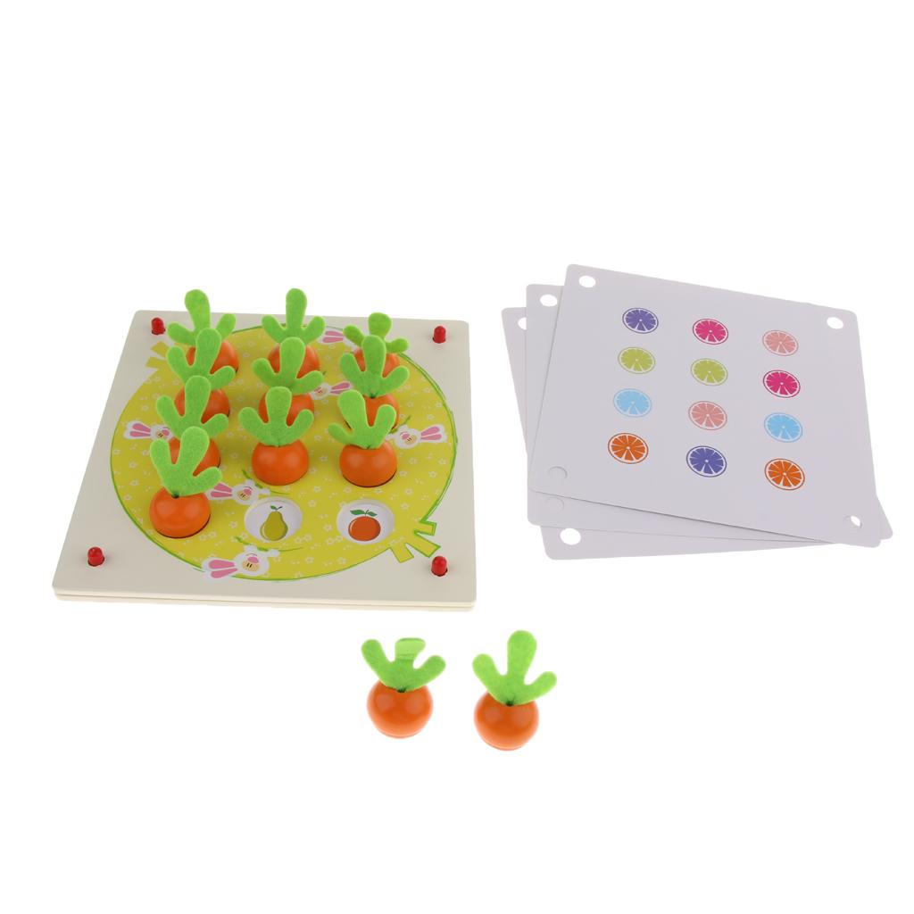 Wooden Carrot Memory Chess Fun Macthing Game Kids Educational Toy Gift