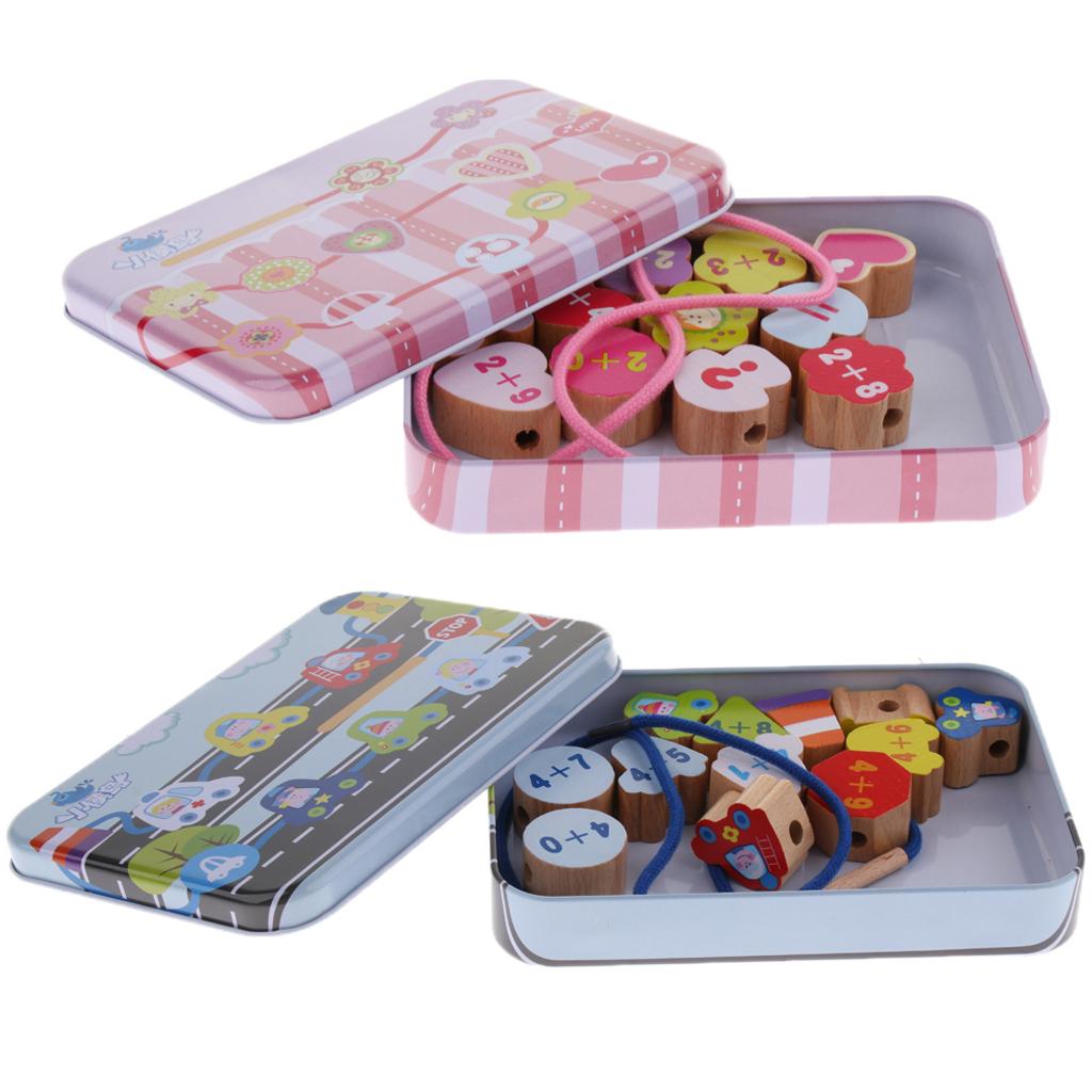 Wood Blocks Threading Beads Education Toy for Kids Children Heart Modle