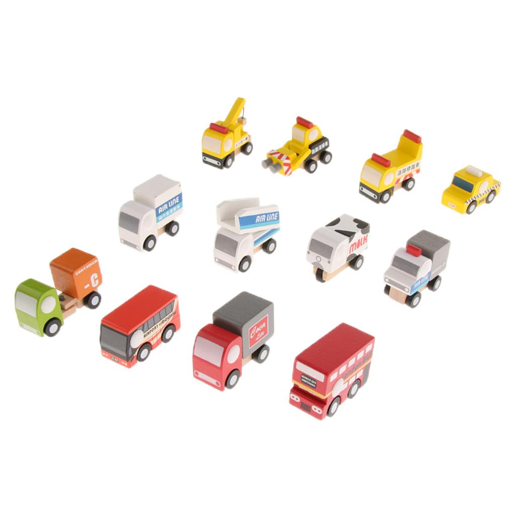 12Pcs/set Children Mini Wooden Educational Handmade Toys  Vehicle