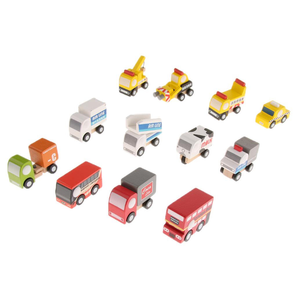 12Pcs/set Children Mini Wooden Educational Handmade Toys  Vehicle