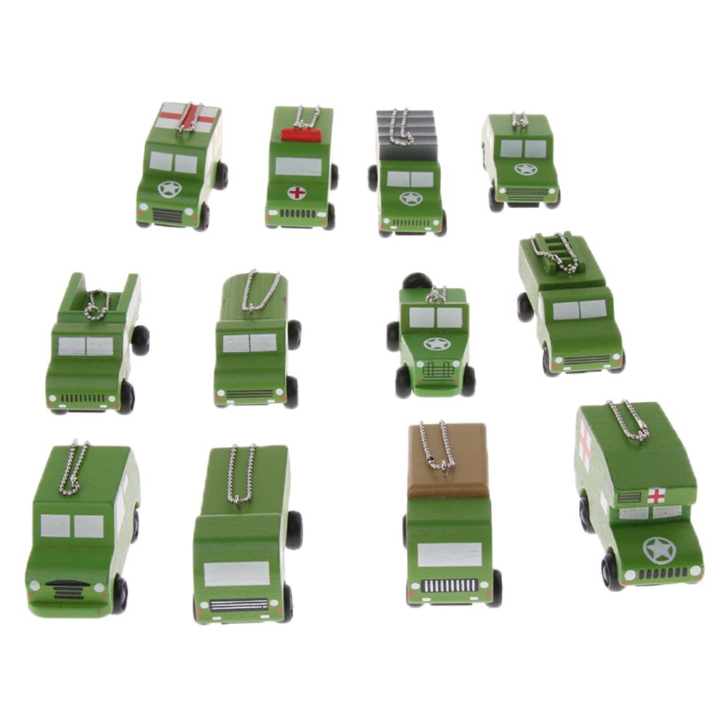 12Pcs/set Children Mini Wooden Educational Handmade Toys  Military Vehicle