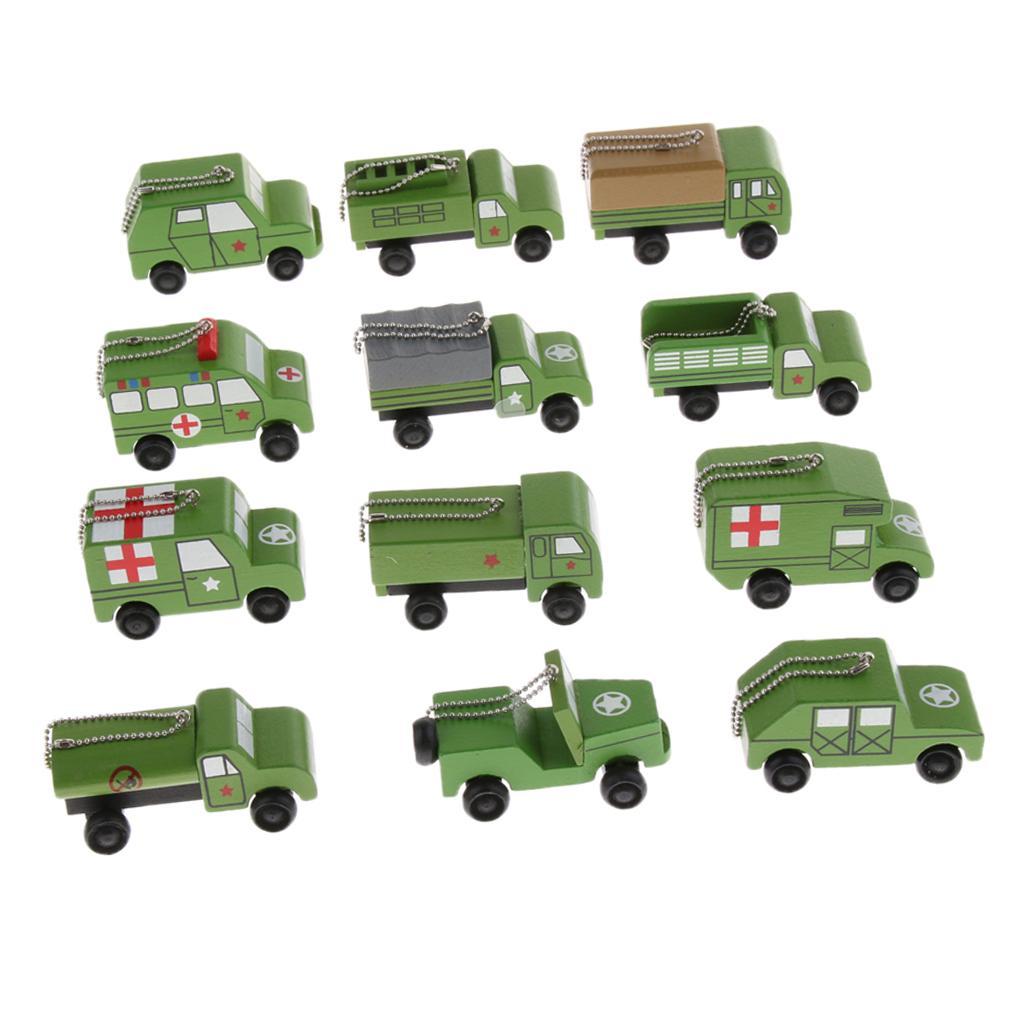 12Pcs/set Children Mini Wooden Educational Handmade Toys  Military Vehicle