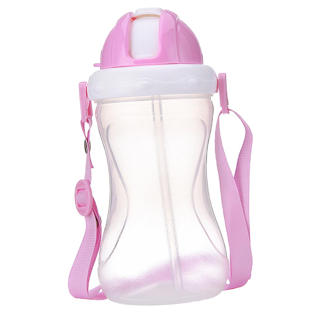 Baby Children School Drinking Water Straw Bottle Sippy Suction Cup Pink 1
