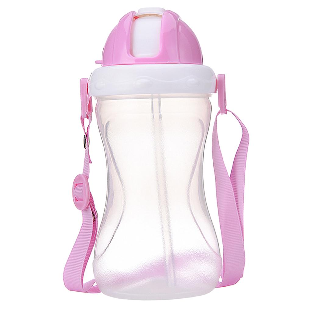 Baby Children School Drinking Water Straw Bottle Sippy Suction Cup Pink 1