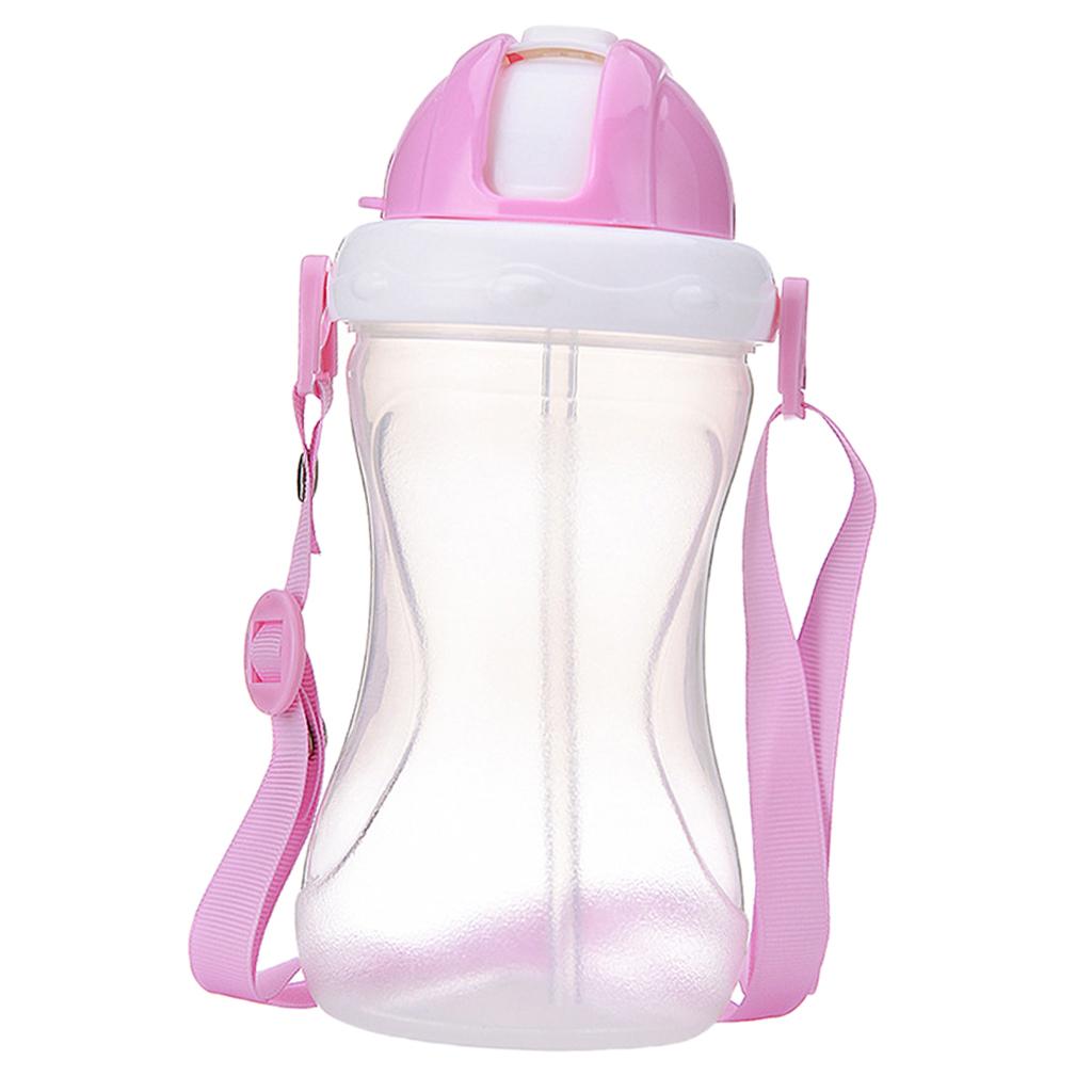 Baby Children School Drinking Water Straw Bottle Sippy Suction Cup Pink 1