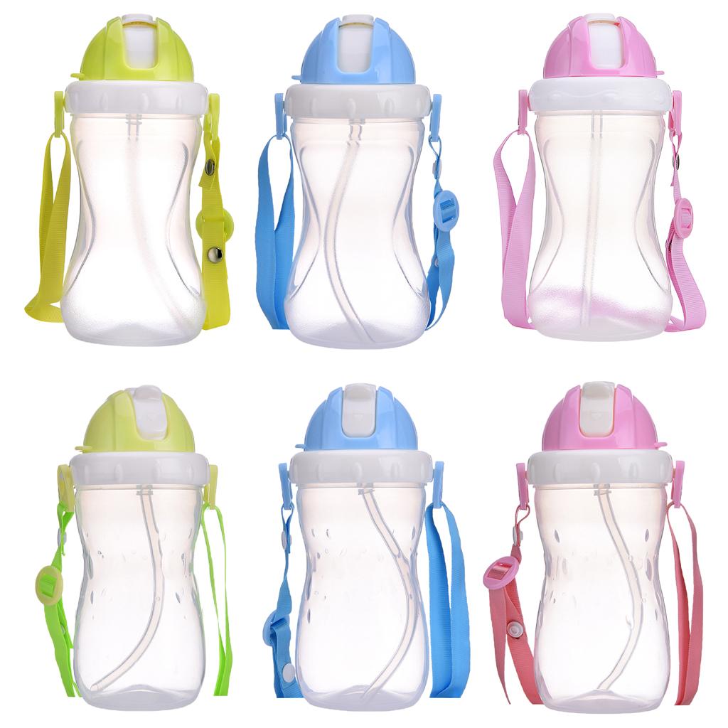 Baby Children School Drinking Water Straw Bottle Sippy Suction Cup Pink 1