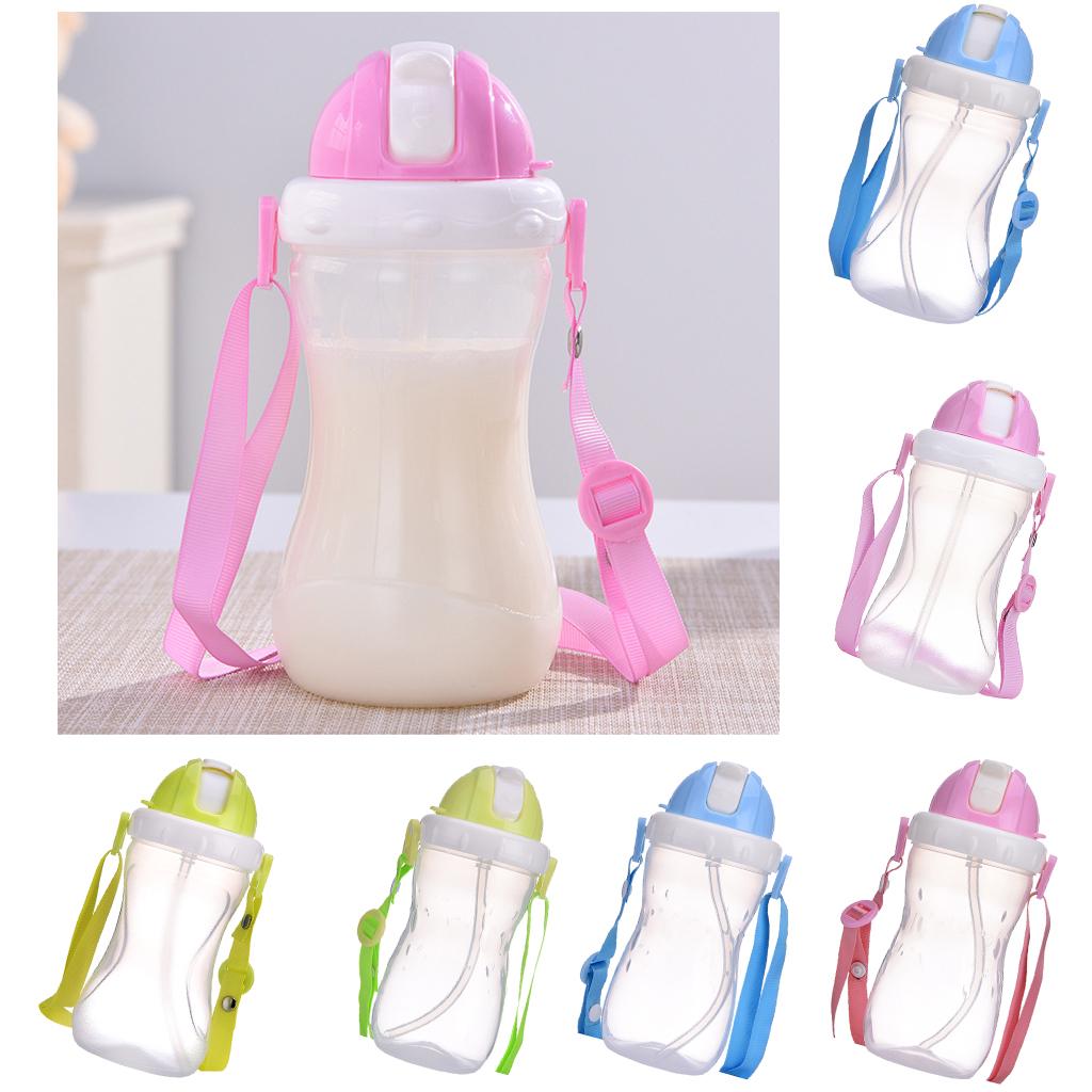 Baby Children School Drinking Water Straw Bottle Sippy Suction Cup Pink 1