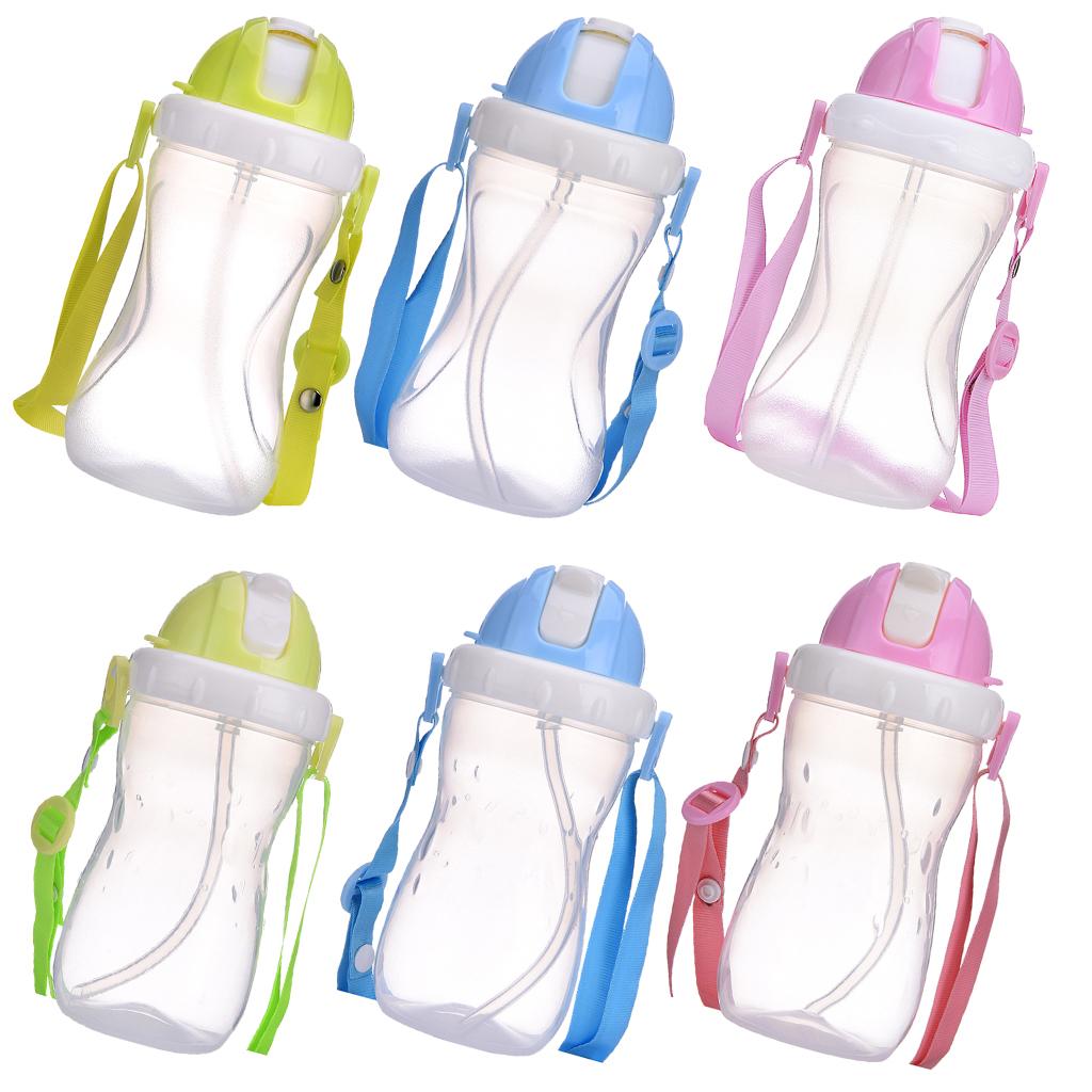 Baby Children School Drinking Water Straw Bottle Sippy Suction Cup Pink 1