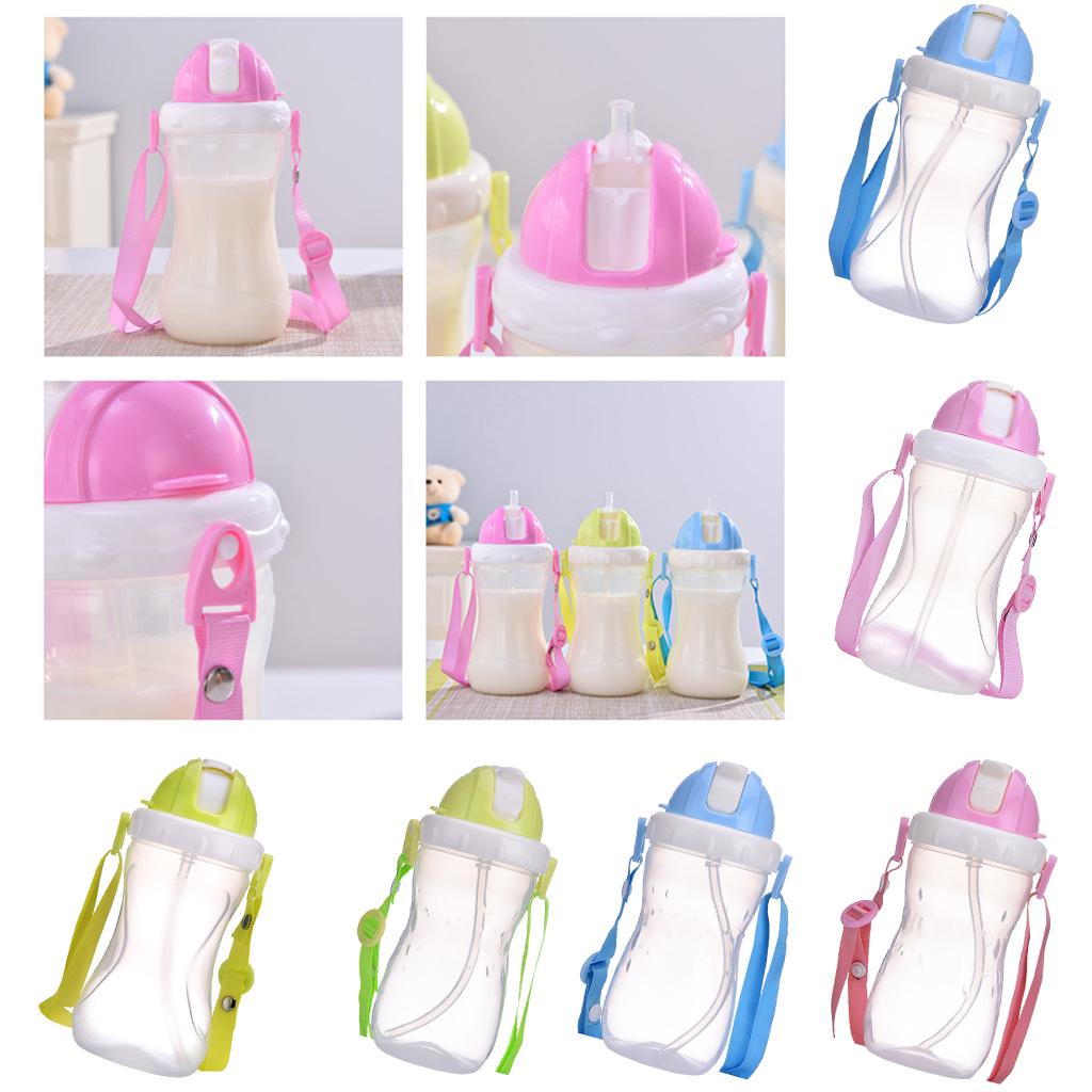 Baby Children School Drinking Water Straw Bottle Sippy Suction Cup Pink 1