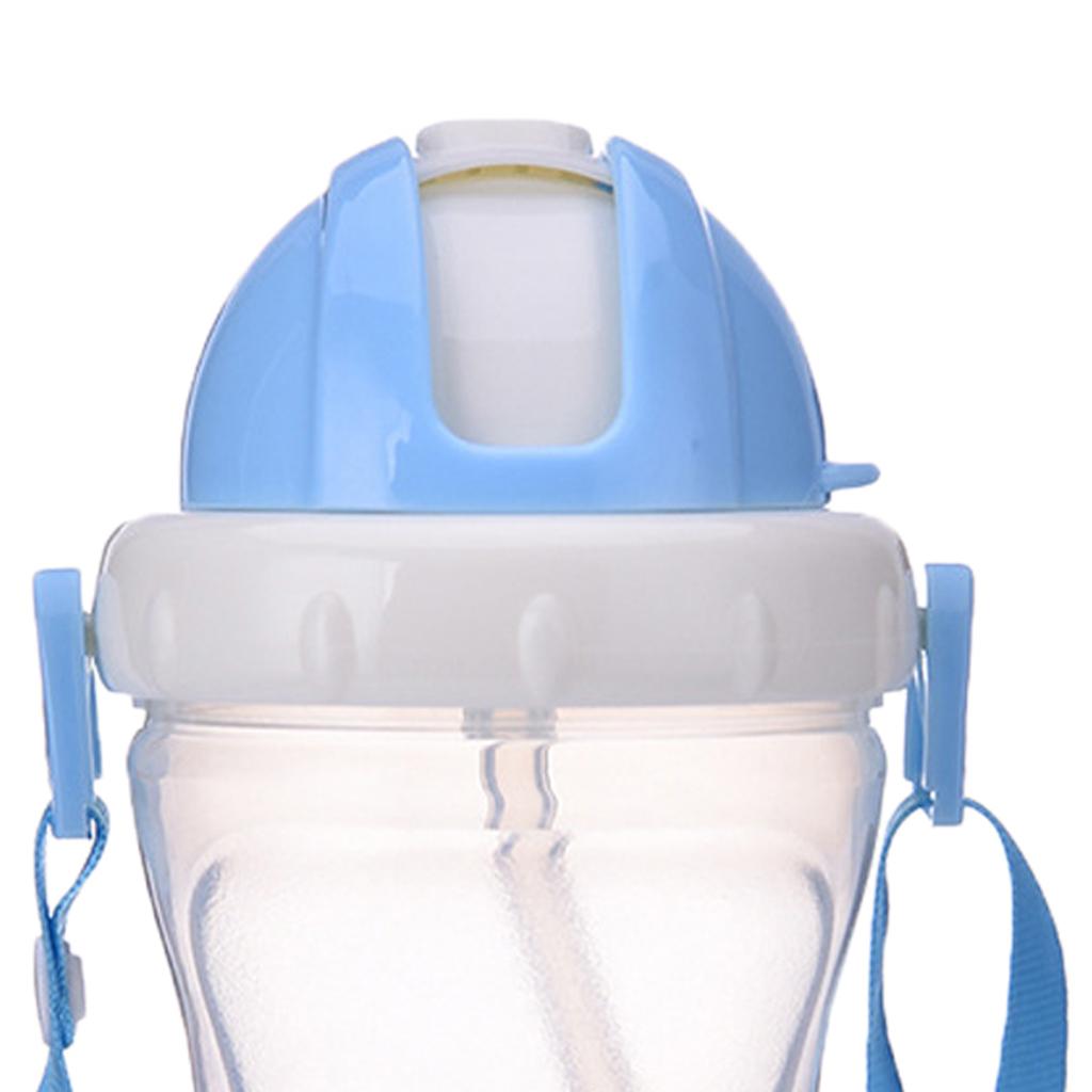 Baby Children School Drinking Water Straw Bottle Sippy Suction Cup Blue 1