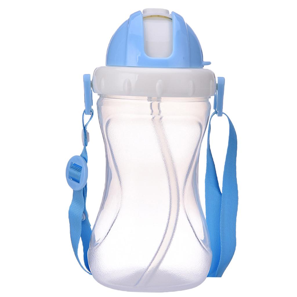 Baby Children School Drinking Water Straw Bottle Sippy Suction Cup Blue 1