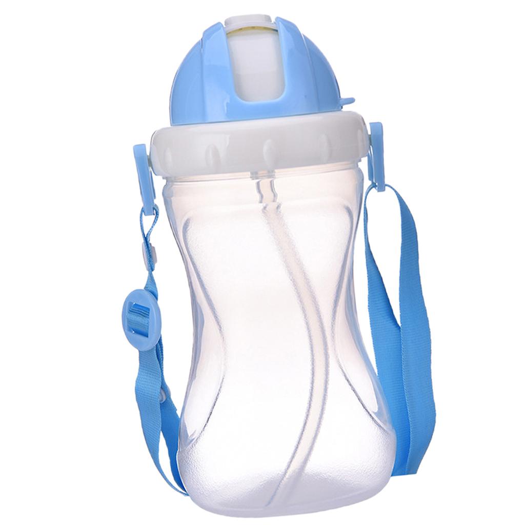 Baby Children School Drinking Water Straw Bottle Sippy Suction Cup Blue 1