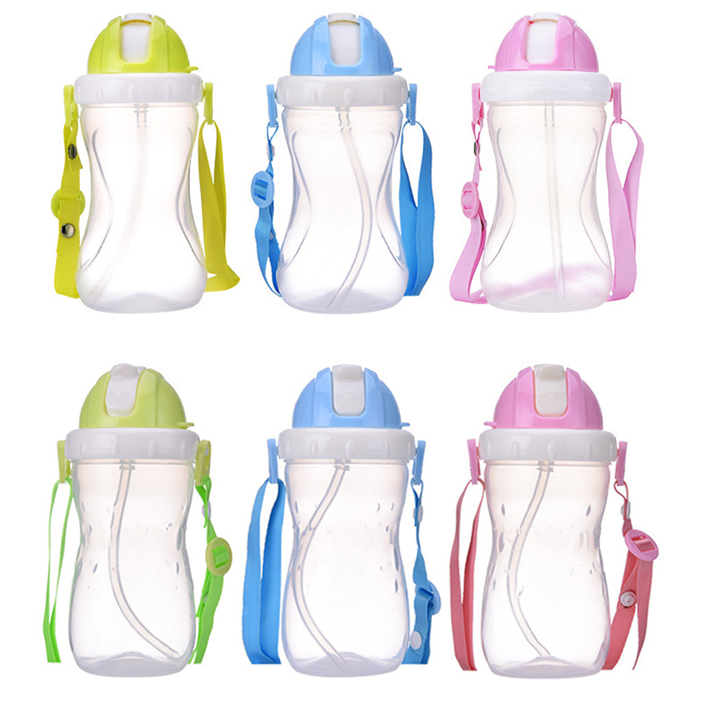 Baby Children School Drinking Water Straw Bottle Sippy Suction Cup Pink