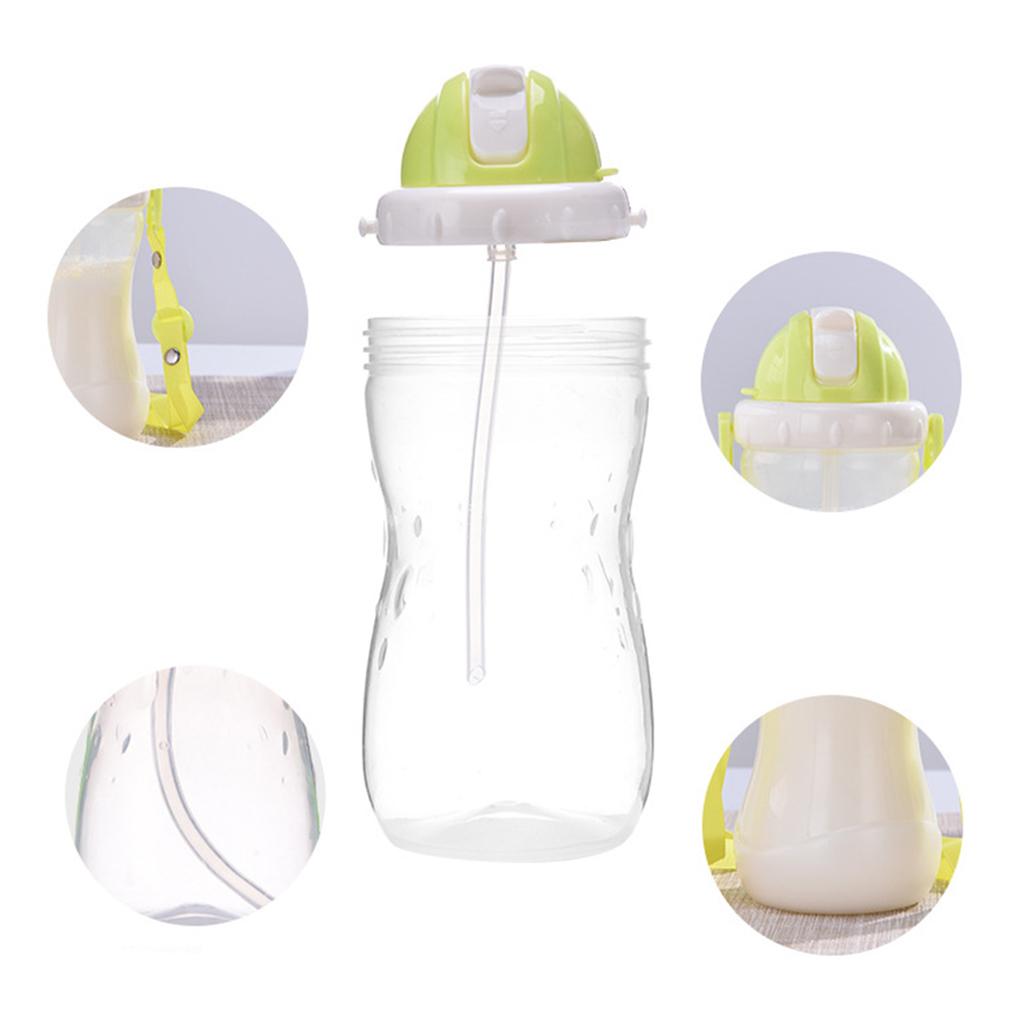 Baby Children School Drinking Water Straw Bottle Sippy Suction Cup Green