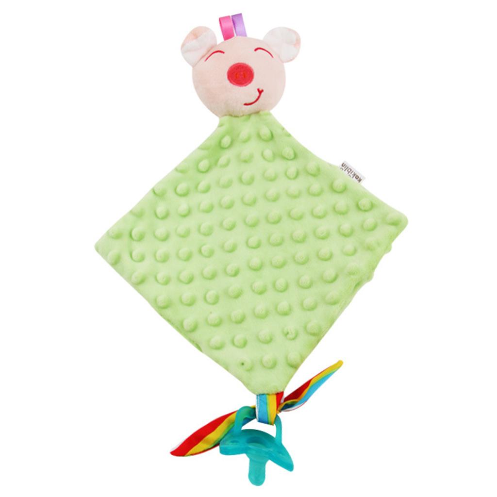 Baby Kids Teething Blanket Soft Animal Plush Security Tag Blankets Green