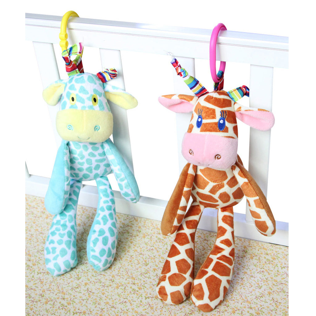 Cartoon Plush Baby Infant Nursing Bed Stroller Pram Hanging Rattle Blue