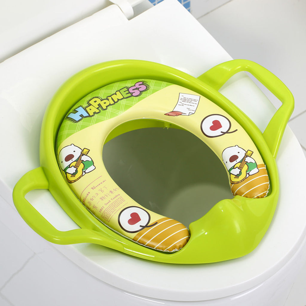 Soft Padded Potty Training Seat Kids Baby Toilet With Handles Green