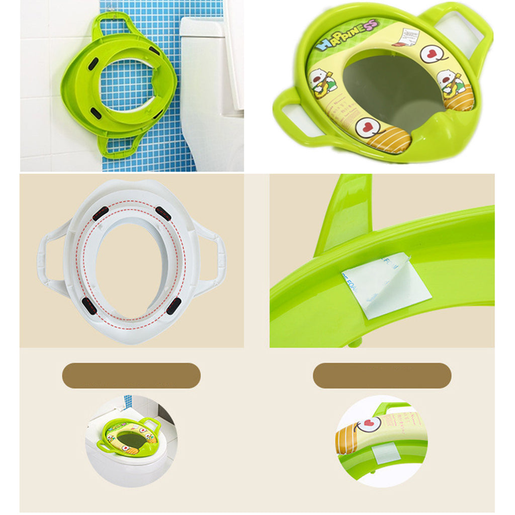 Soft Padded Potty Training Seat Kids Baby Toilet With Handles Green