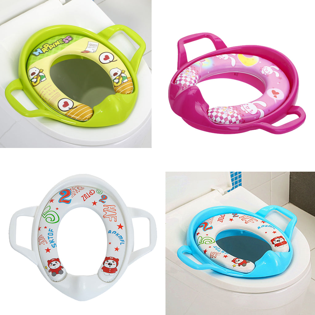 Soft Padded Potty Training Seat Kids Baby Toilet With Handles Green