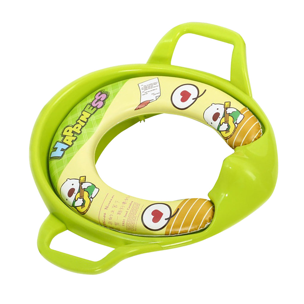 Soft Padded Potty Training Seat Kids Baby Toilet With Handles Green