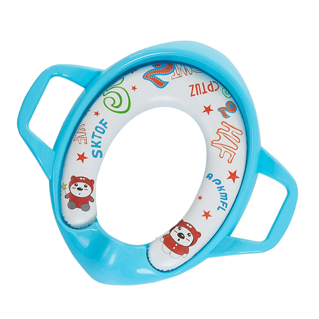 Soft Padded Potty Training Seat Kids Baby Toilet With Handles Blue