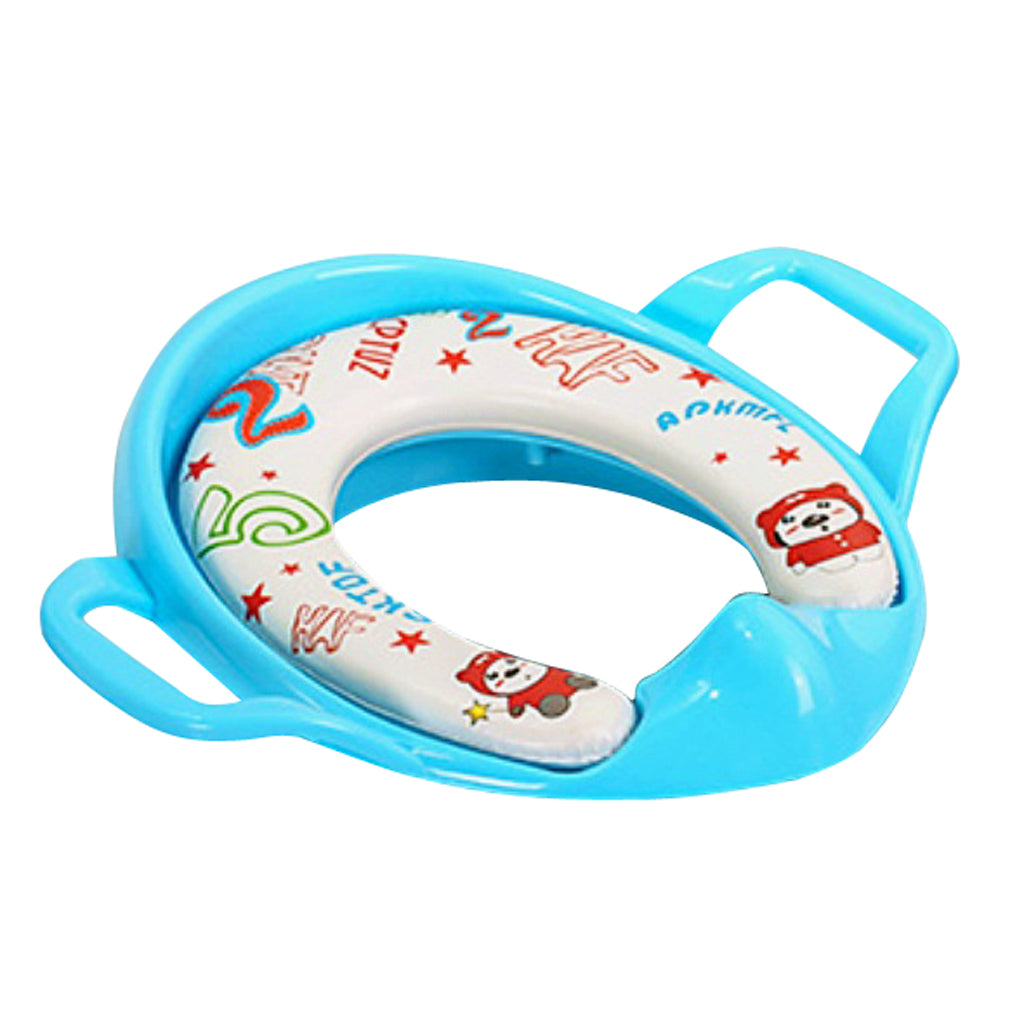 Soft Padded Potty Training Seat Kids Baby Toilet With Handles Blue