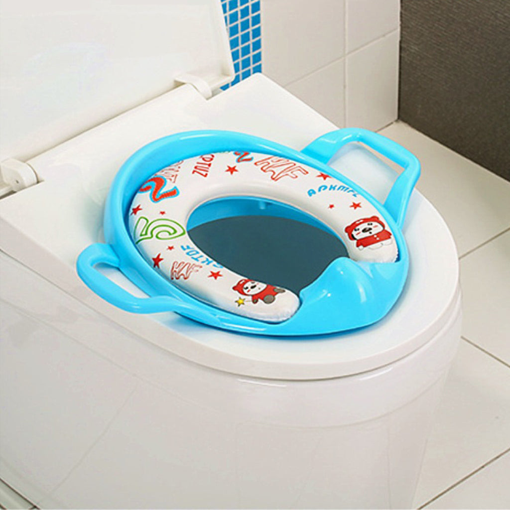 Soft Padded Potty Training Seat Kids Baby Toilet With Handles Blue